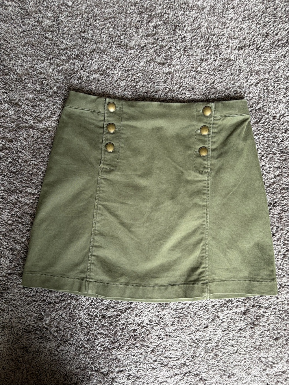 Abercrombie & Fitch Olive Green Mini Skirt with Gold Buttons